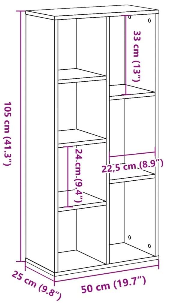 Estante 50x25x105 cm derivados de madeira cinzento sonoma