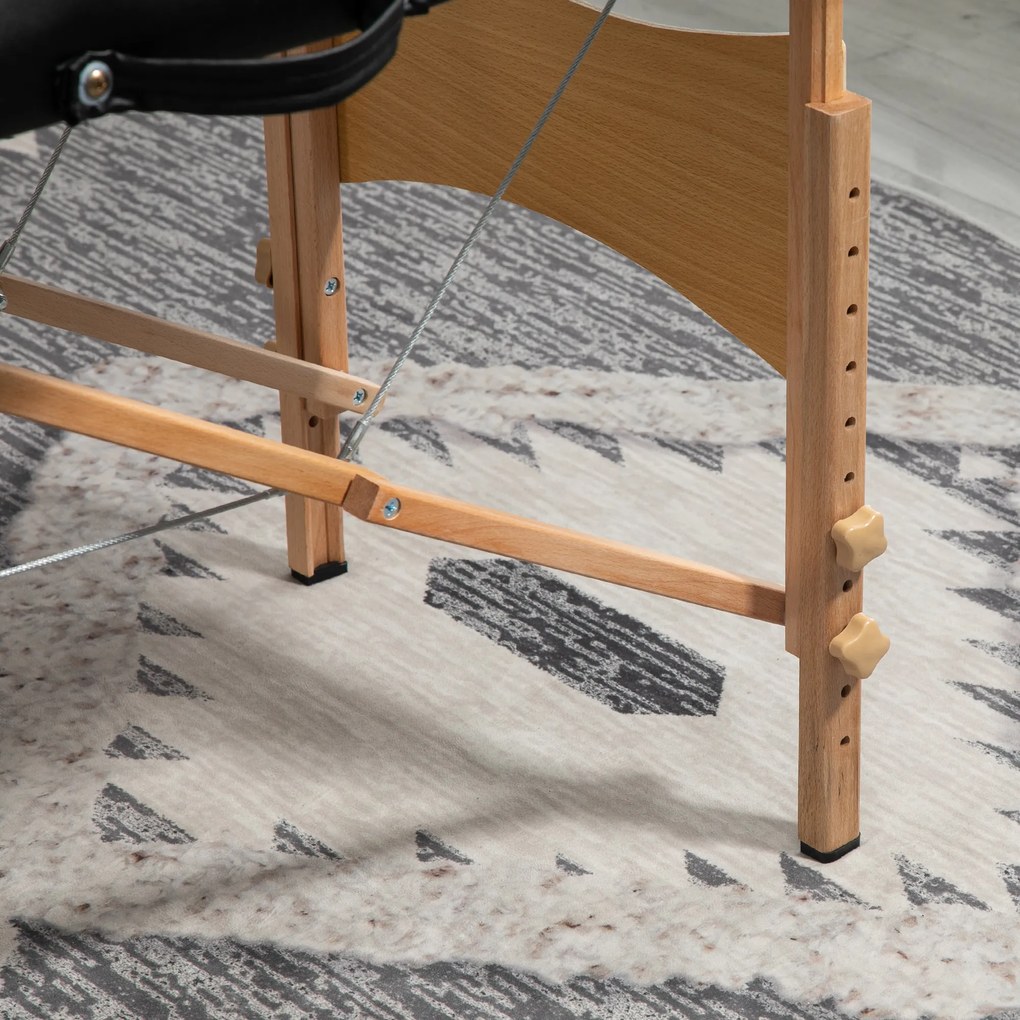 Marquesa de Massagem Dobrável Marquesa com Altura Ajustável 67-92cm Desenho Ergonómico Fácil de Transportar 210x81x67-92 cm Preto