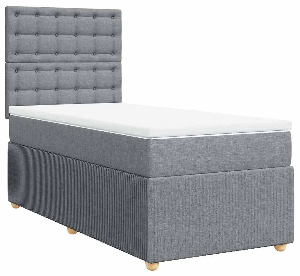 Cama com molas/colchão 80x200 cm tecido cinza-claro