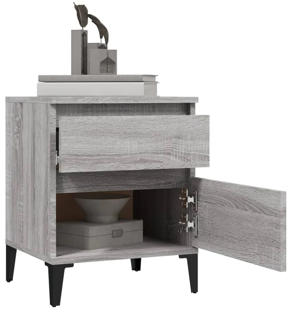Mesas de cabeceira 2 pcs 40x35x50 cm cinzento sonoma