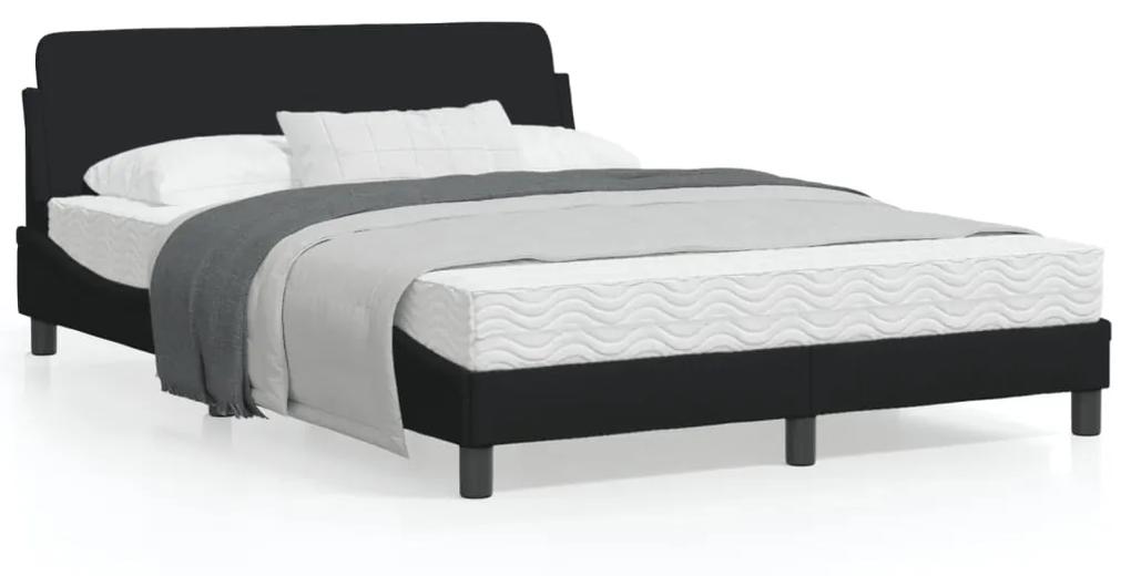 Estrutura de cama c/ cabeceira 140x190 cm tecido preto