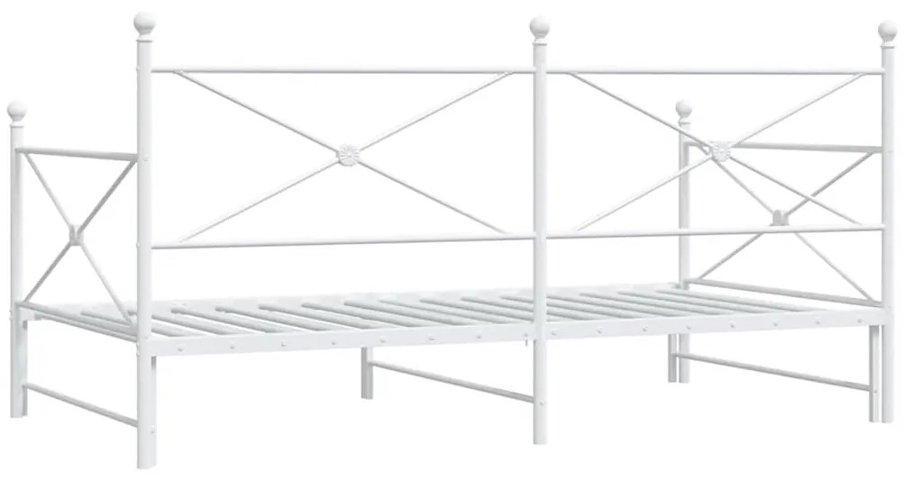 Cama de dia com gavetão sem colchão 100x200 cm aço branco