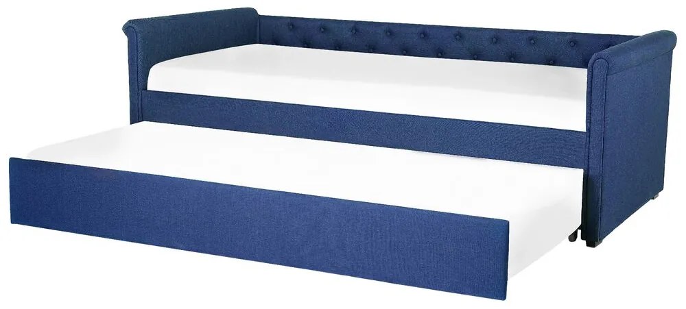 Cama dupla em tecido azul escuro 80 x 200 cm LIBOURNE Beliani