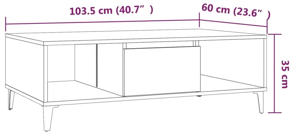 Mesa de centro derivados de madeira carvalho fumado