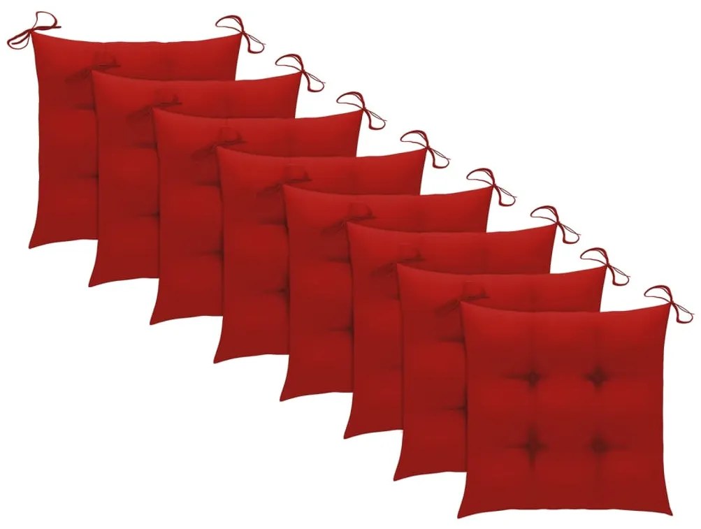 Cadeiras de jantar p/ jardim 8 pcs c/ almofadões acácia maciça