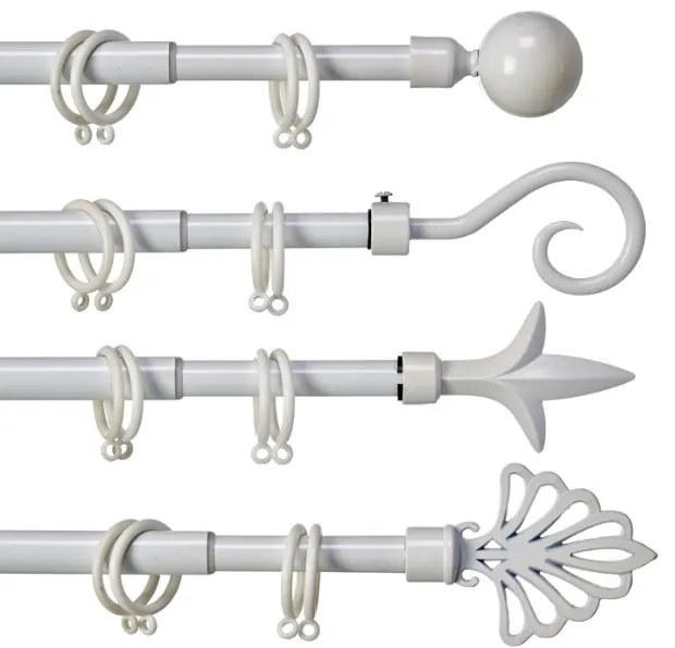 Varão para Cortinas Extensível 170 - 320 cm Branco Ferro (8 Unidades)