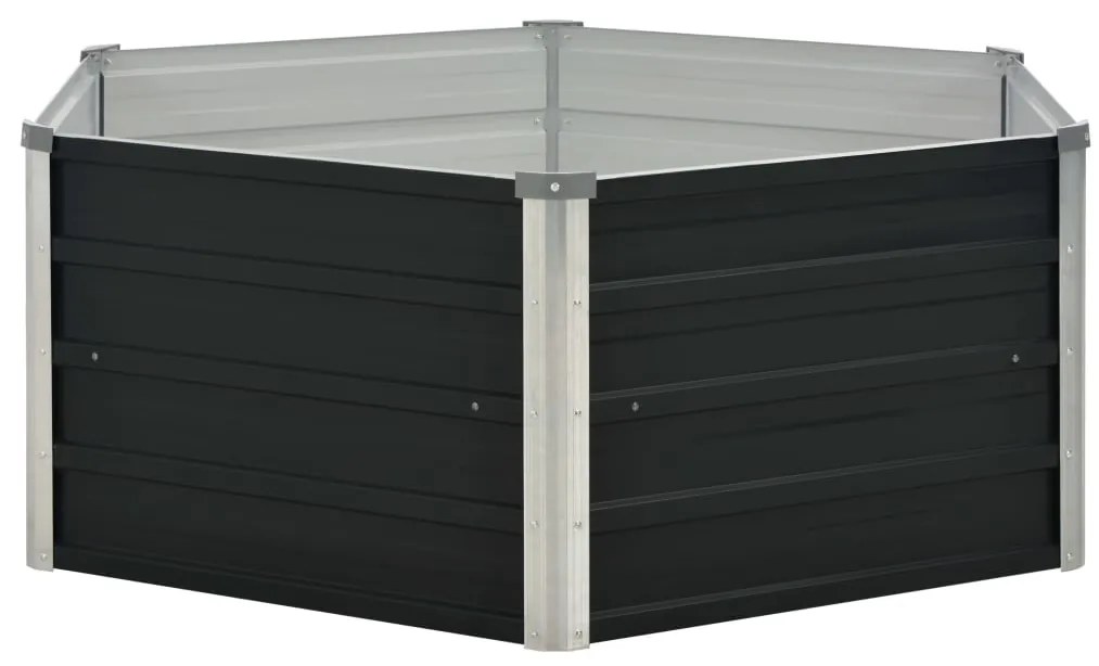 Canteiro jardim elevado 129x129x45 cm aço galvanizado antracite