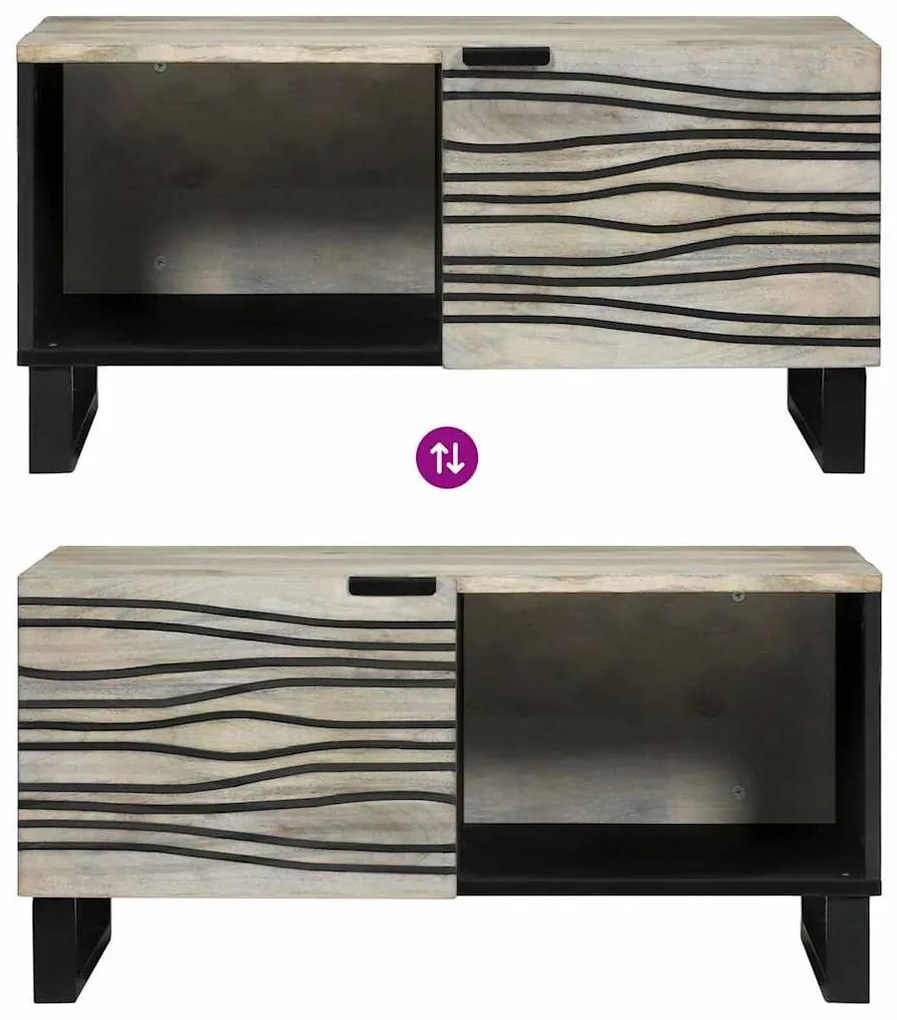 Mesa de centro com prateleira com armazenamento com porta Branco, Pret