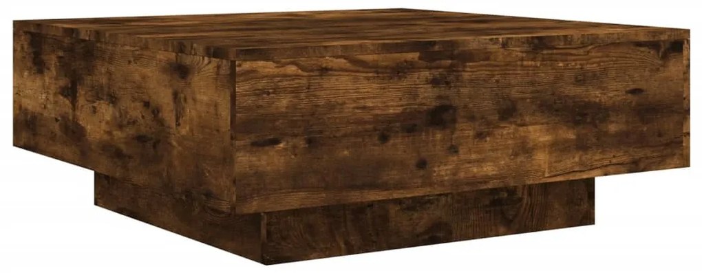 Mesa de centro com luzes LED 80x80x31 cm carvalho fumado