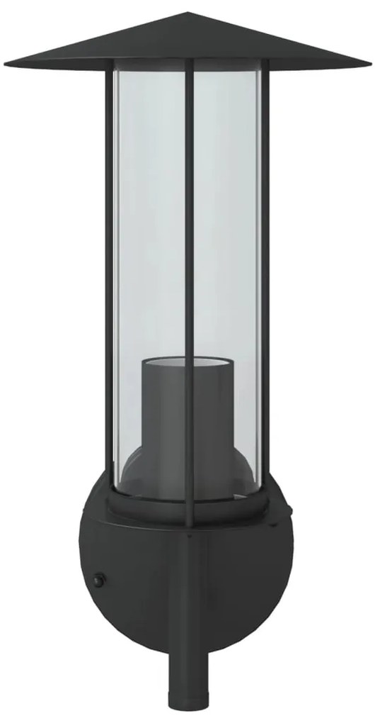Candeeiros de parede p/ exterior 2 pcs aço inoxidável preto