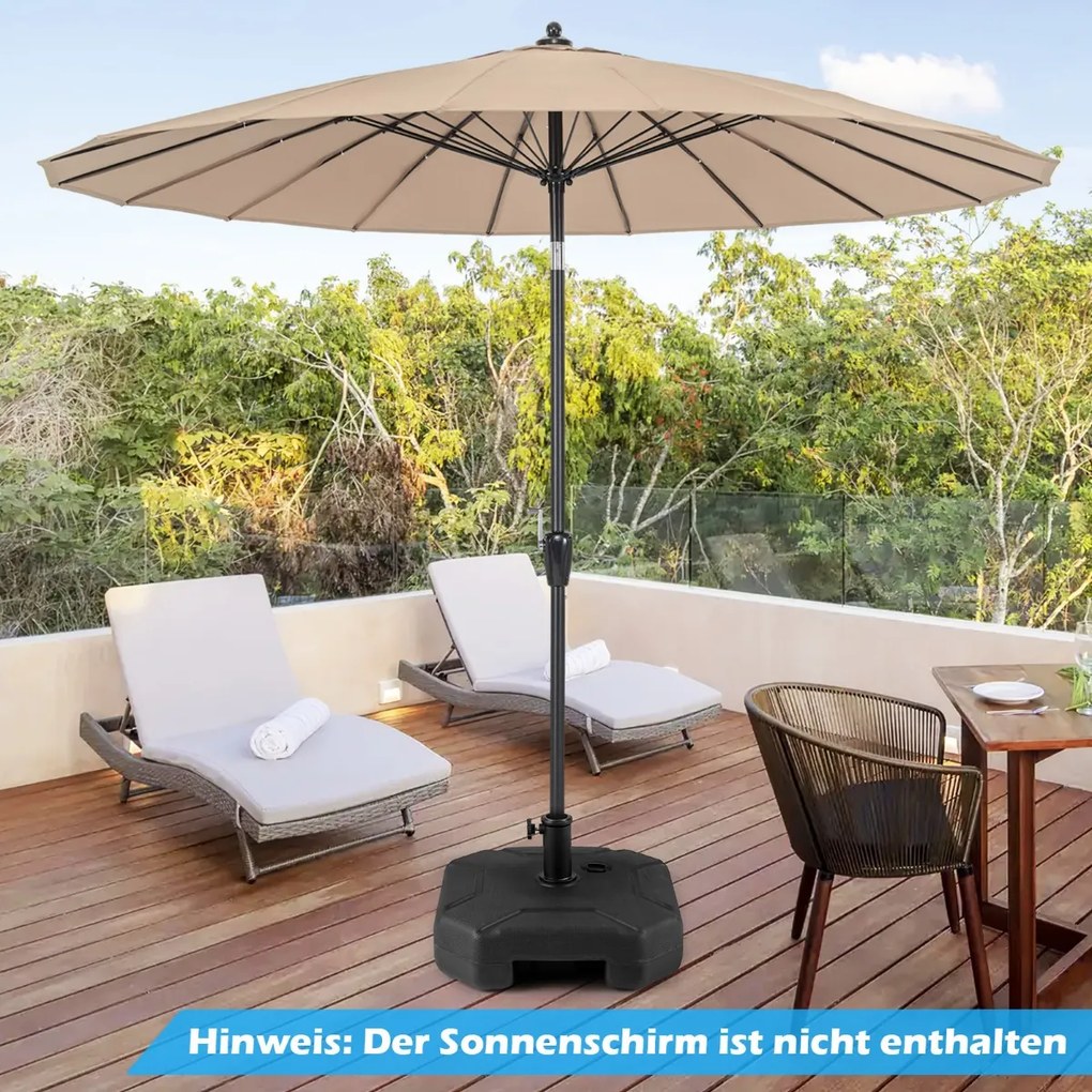 Base para guarda-sol de 17,5 litros / 30 kg, enchível com água ou areia, de 38/48 mm