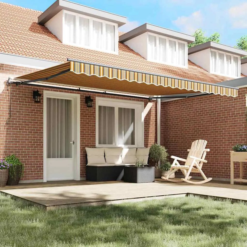 Toldo Retrátil Automático Listras Multicoloridas 450x300 cm