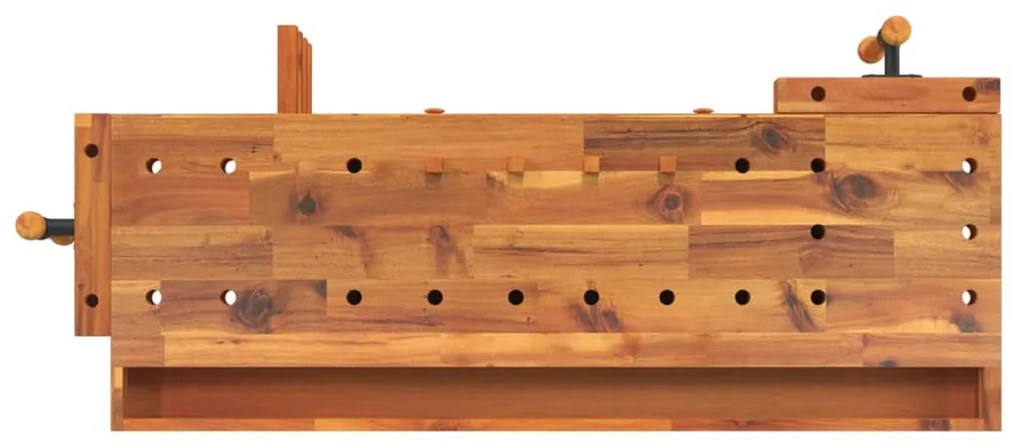 Bancada de trabalho c/ gavetas/tornos 124x52x83cm acácia maciça
