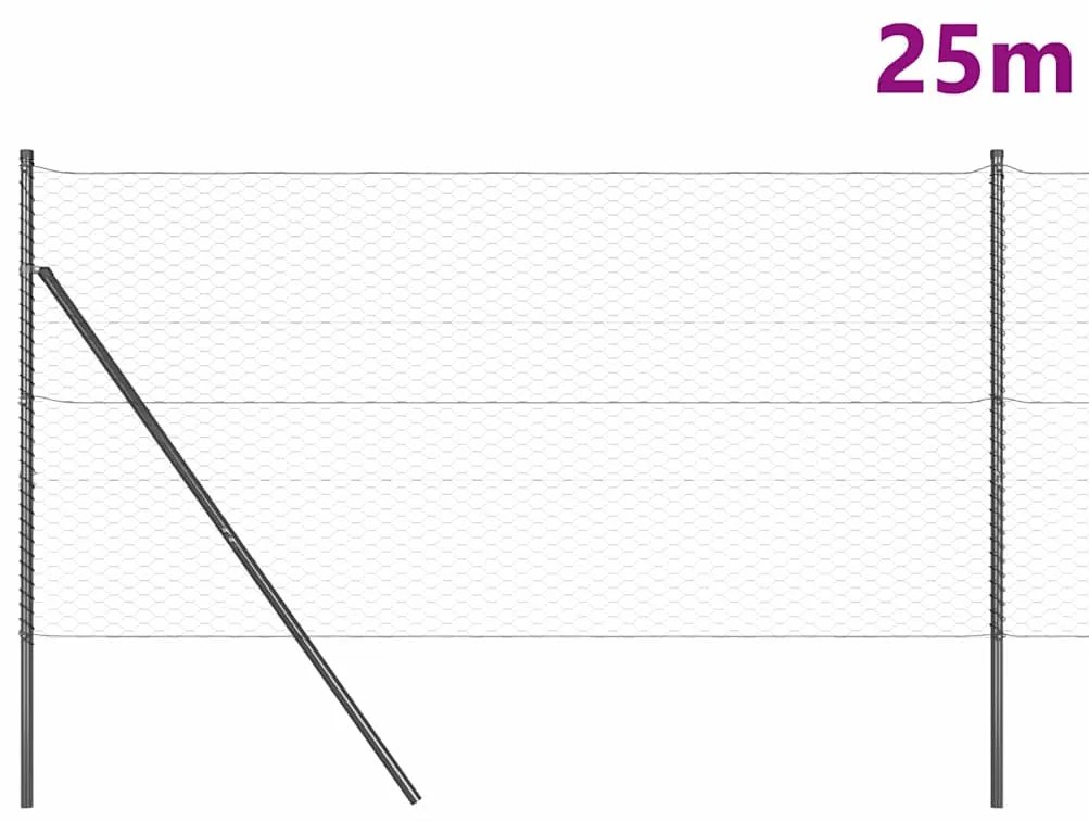 Cerca Hexagonal vidaXL Cinza 1.4x25 m Aço