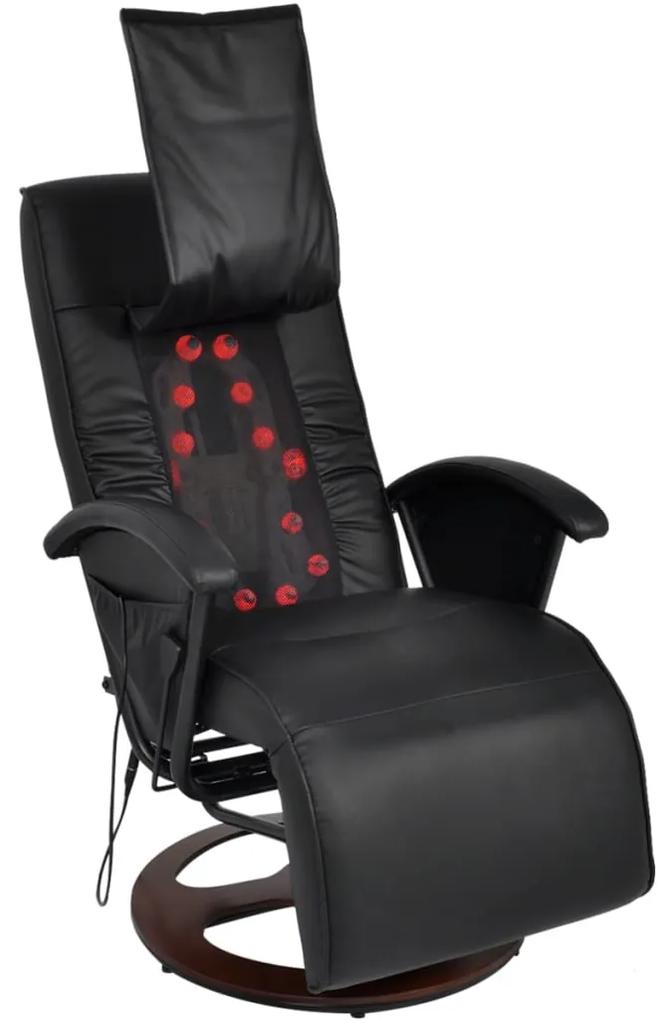 242508 vidaXL Cadeira de massagens shiatsu couro artificial preto