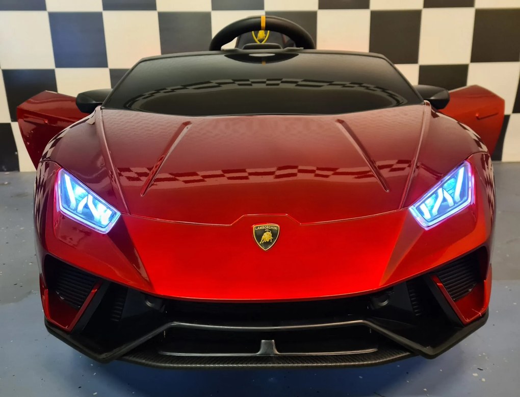 Carro infantil eléctrico Lamborghini Huracan 12 volts com controlo remoto, Pneus Borracha Vermelho