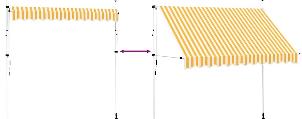 Toldo retrátil manual 300 cm riscas laranjas e brancas