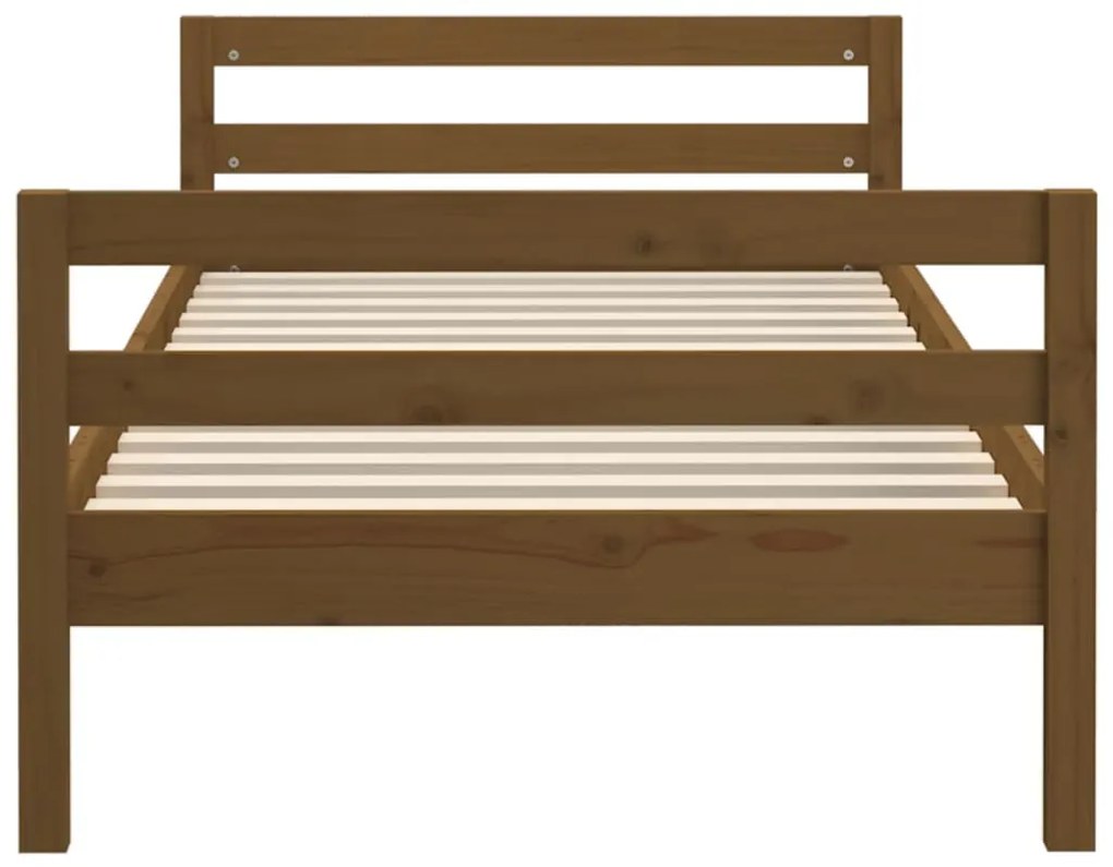 Estrutura de cama 75x190cm madeira de pinho maciça castanho mel