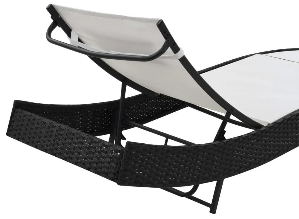 Espreguiçadeiras com mesa 2 pcs vime PE e textilene preto