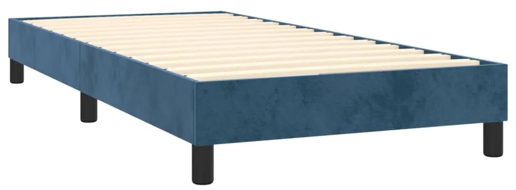 Estrutura de cama 90x200 cm veludo azul-escuro