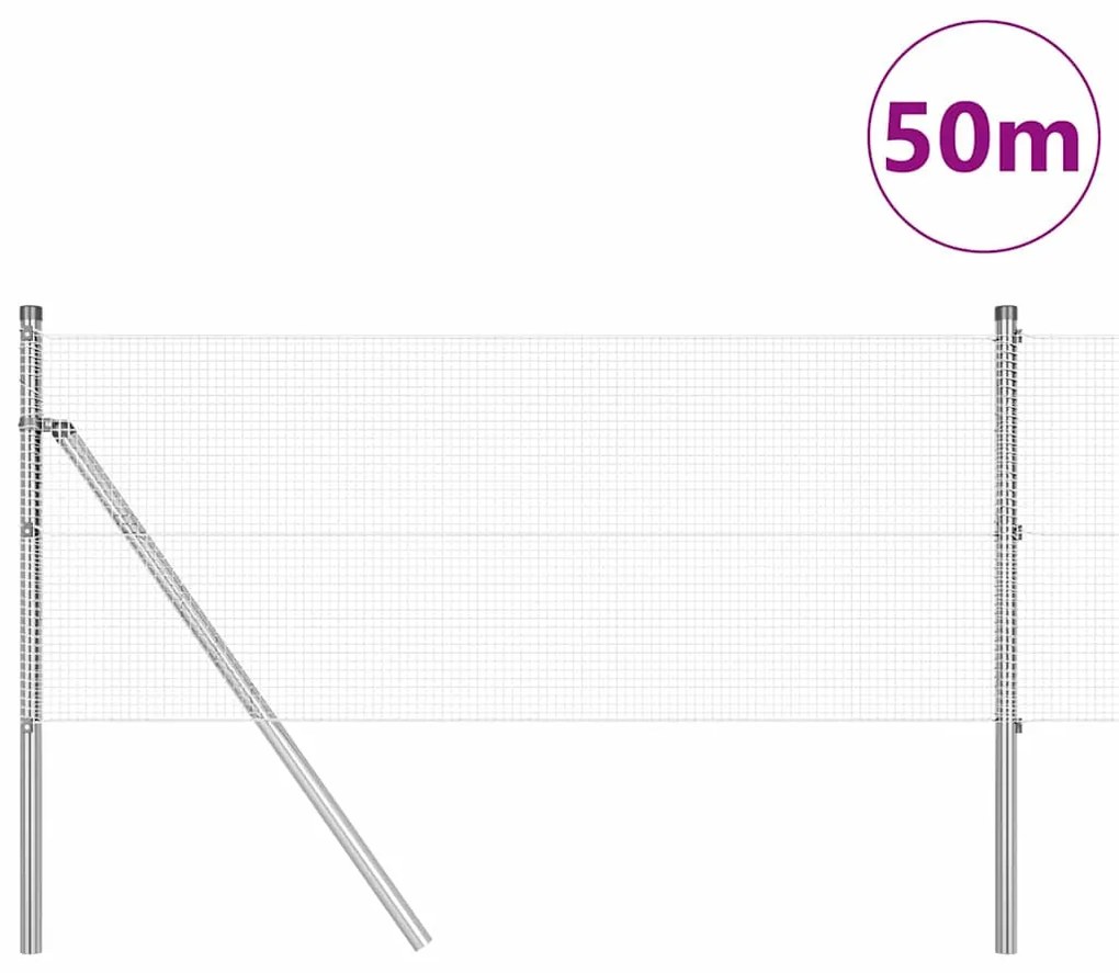 Cerca de Arame Soldado com 13 Postes 0.4x50 m Aço Galvanizado