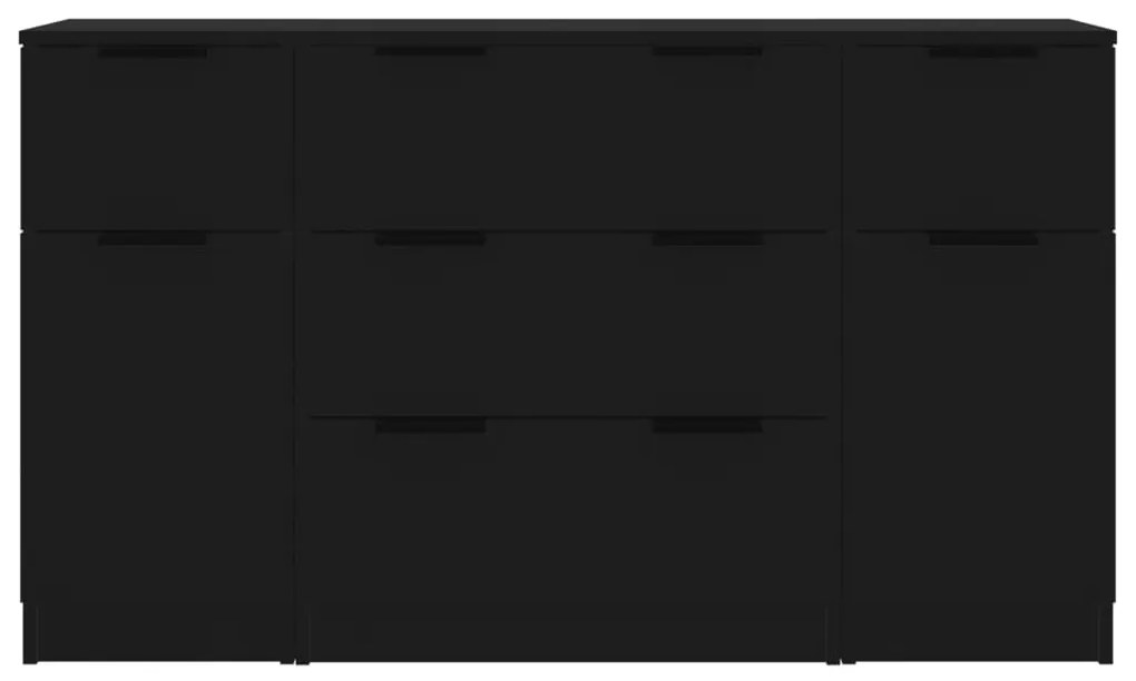 3 pcs conjunto de aparadores madeira processada preto