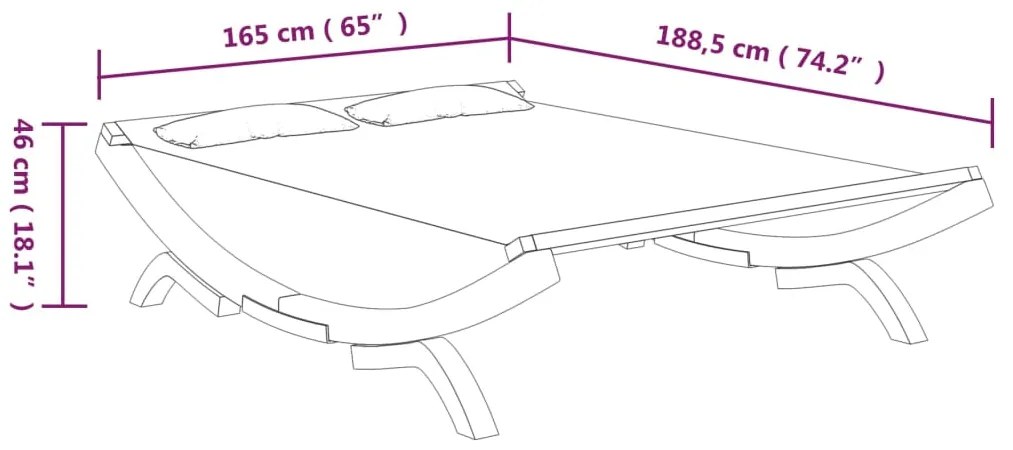Espreguiçadeira exterior 165x188,5x46cm madeira curva antracite
