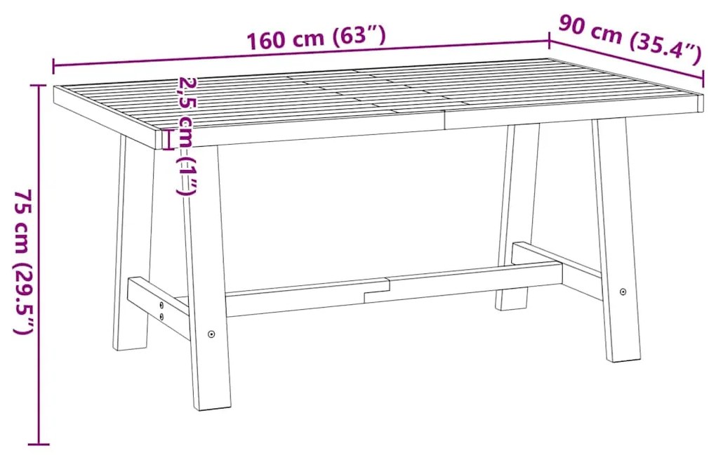 Mesa de jantar NOAIN Pernas em forma A 160x90x75cm pinho maciço