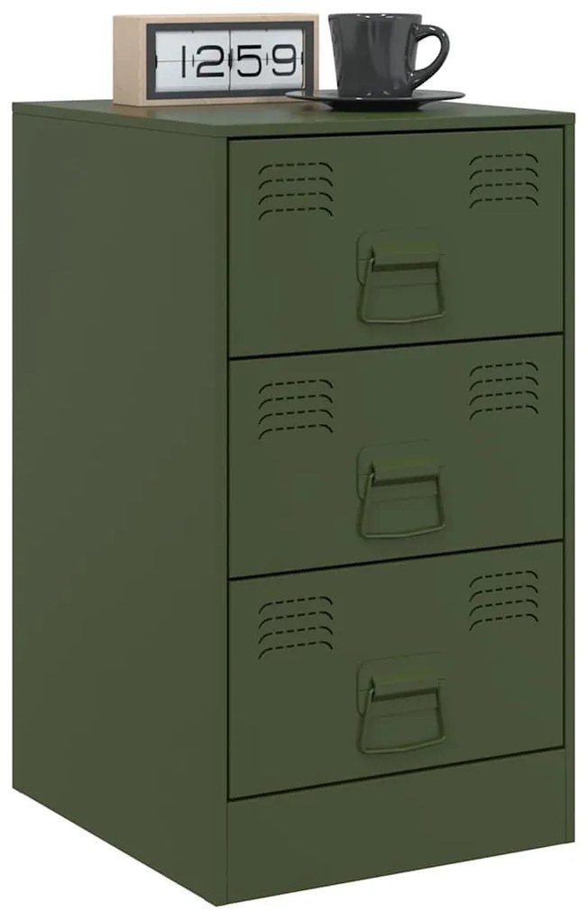 Mesa de cabeceira 34,5x39x62 cm aço verde azeitona