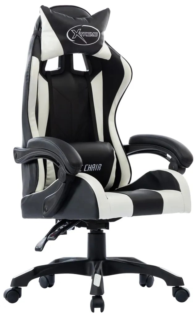 vidaXL Cadeira estilo corrida couro artificial branco