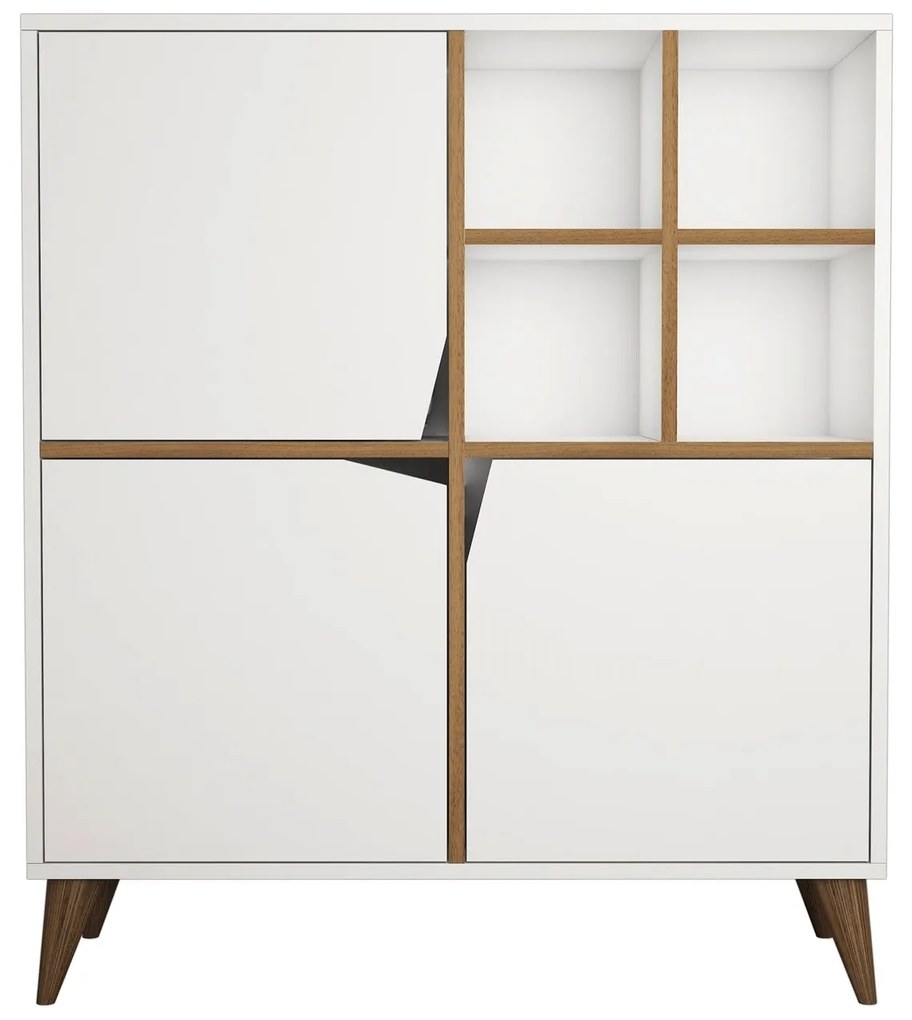 Armário Multiusos Pulse – Branco e Nogueira – 100x115x30 cm