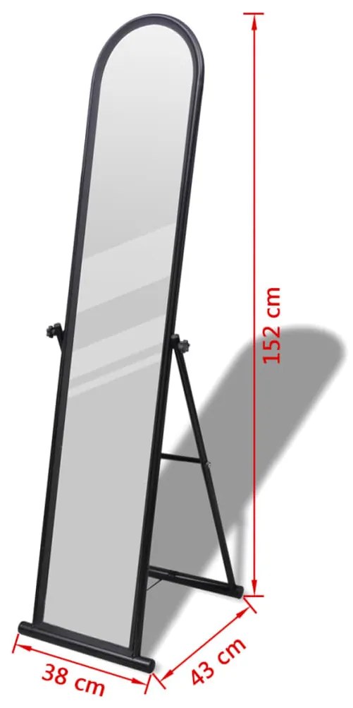 240579 Free Standing Floor Mirror Full Length Rectangular Black