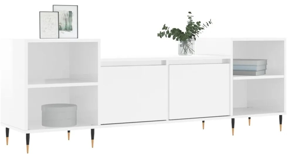 Móvel de TV 160x35x55 cm derivados de madeira branco brilhante