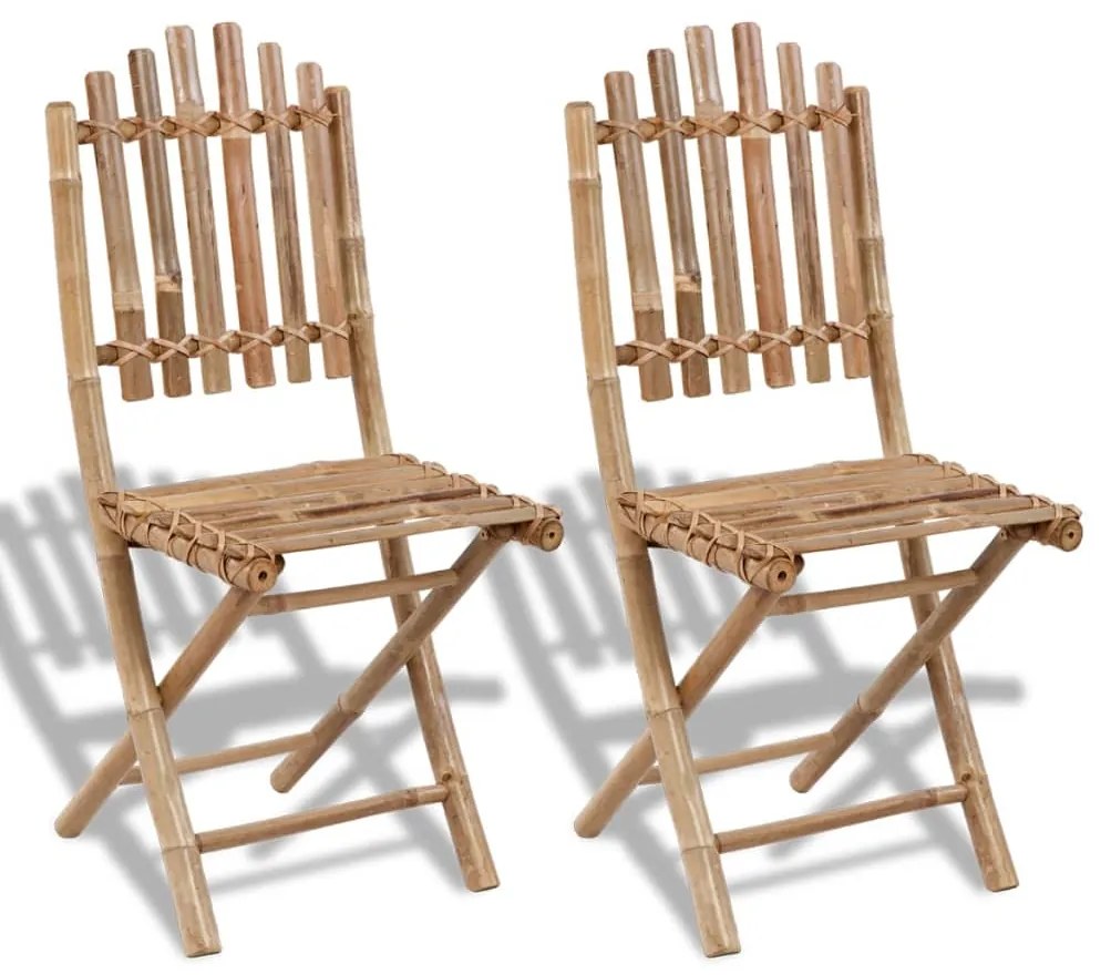 vidaXL Cadeiras de jardim dobráveis 2 pcs bambu