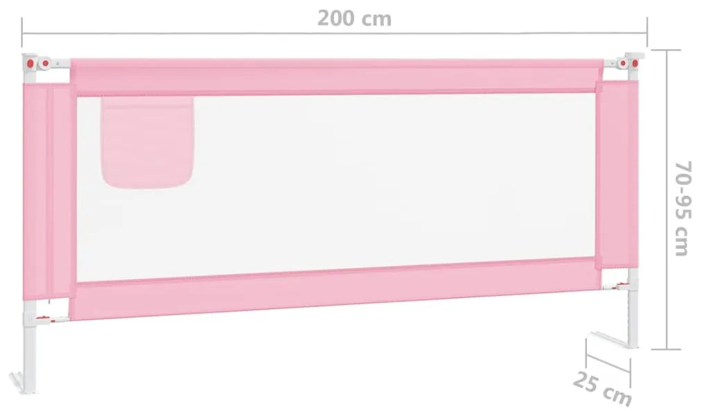 Barra de segurança p/ cama infantil tecido 200x25 cm rosa