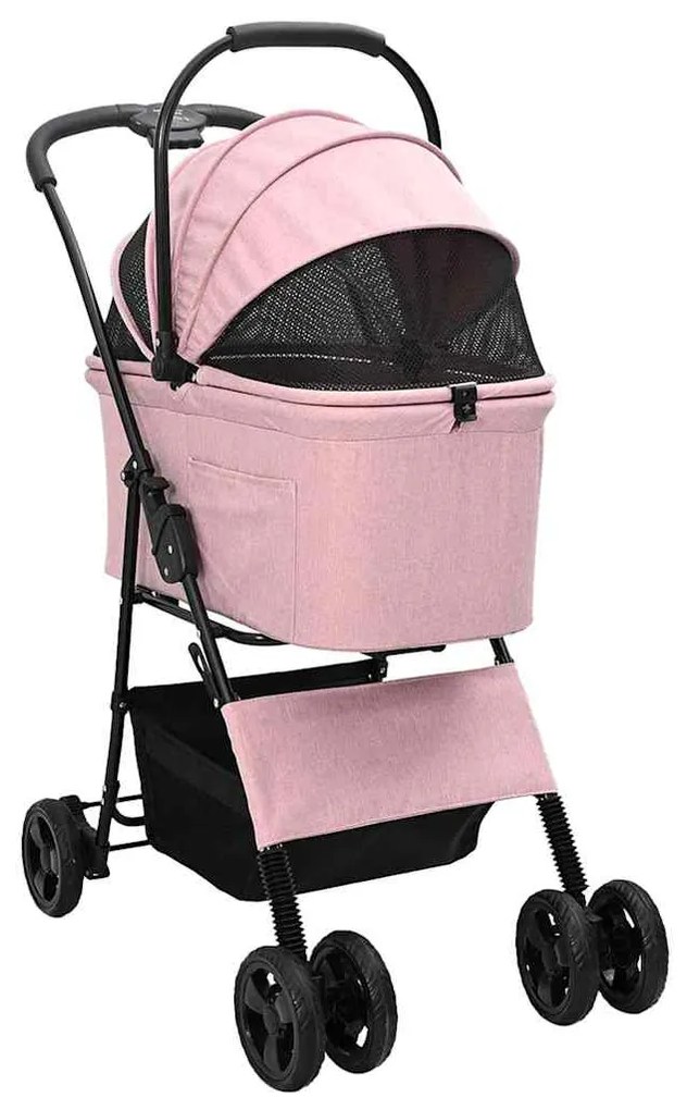 Carrinho de Pet Dobrável Rosa 81 x 47 x 99 cm Tecido Oxford