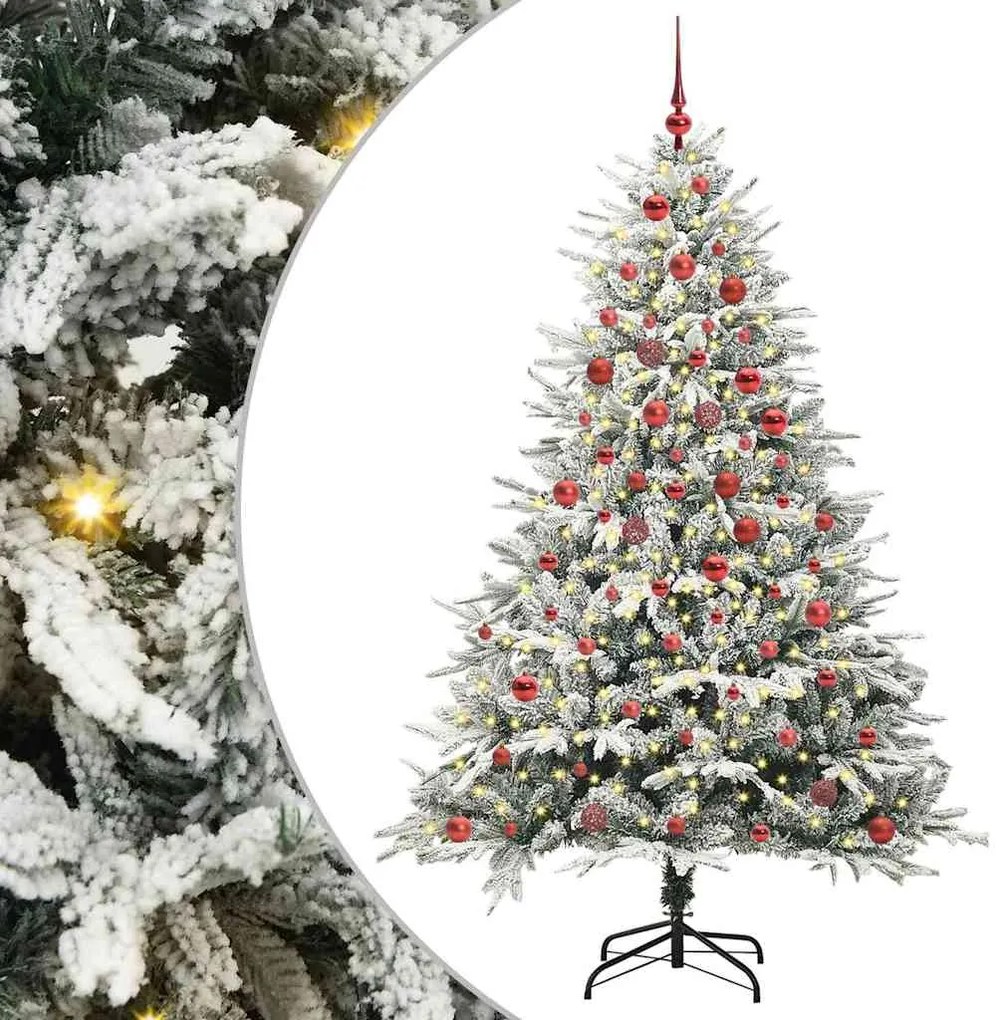 vidaXL Árvore de Natal Artificial Pré-iluminada com Conjunto de Bolas