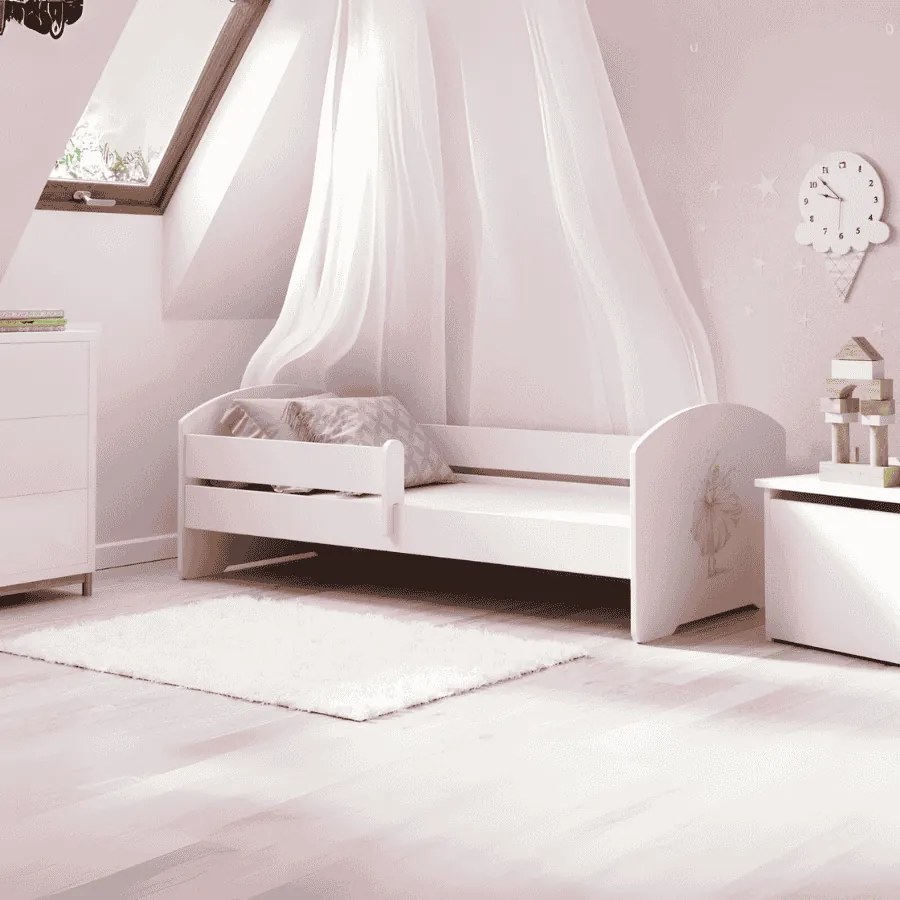 Cama infantil Luk bailarina 140x70 branca - colchão e estrado incluído