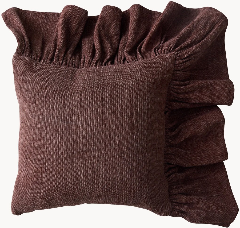 Almofada de algodão com folhos Chestnut