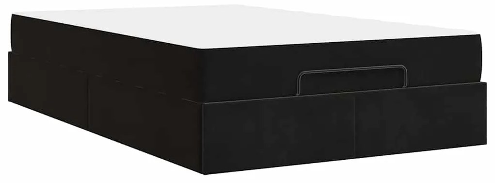 Estrutura da Cama com armazenamento Preto 140 x 190 cm Veludo