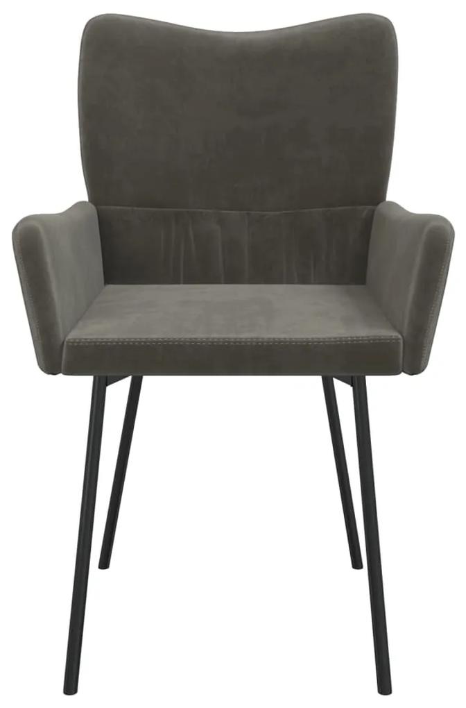 Conjunto de 2 Cadeiras Tana em Veludo - Cinzento Escuro - Design Moder