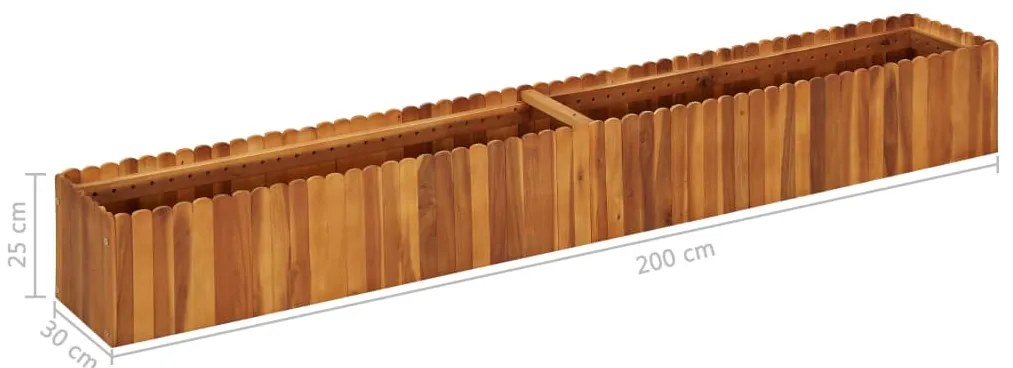 Vaso/floreira de jardim 200x30x25 cm madeira de acácia maciça