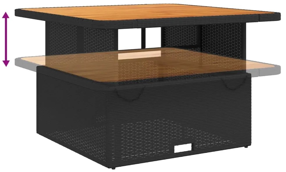 4 pcs conjunto de jardim p/ jardim c/ almofadões vime PE preto