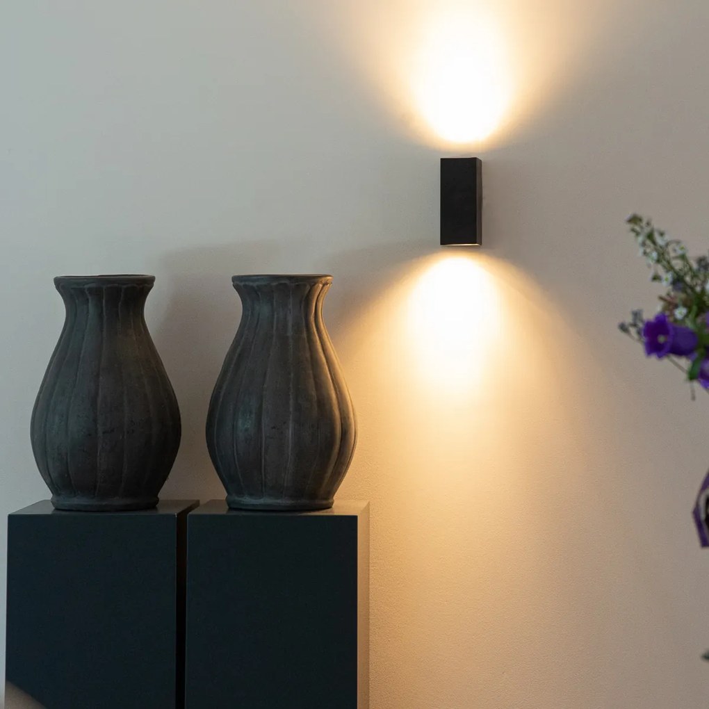 Aplique de parede exterior moderno preto em plástico 2-luzes - Baleno