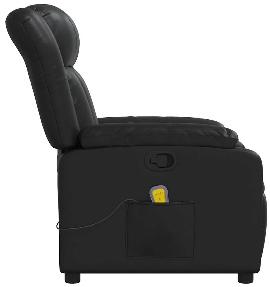 Poltrona de massagens reclinável couro artificial preto