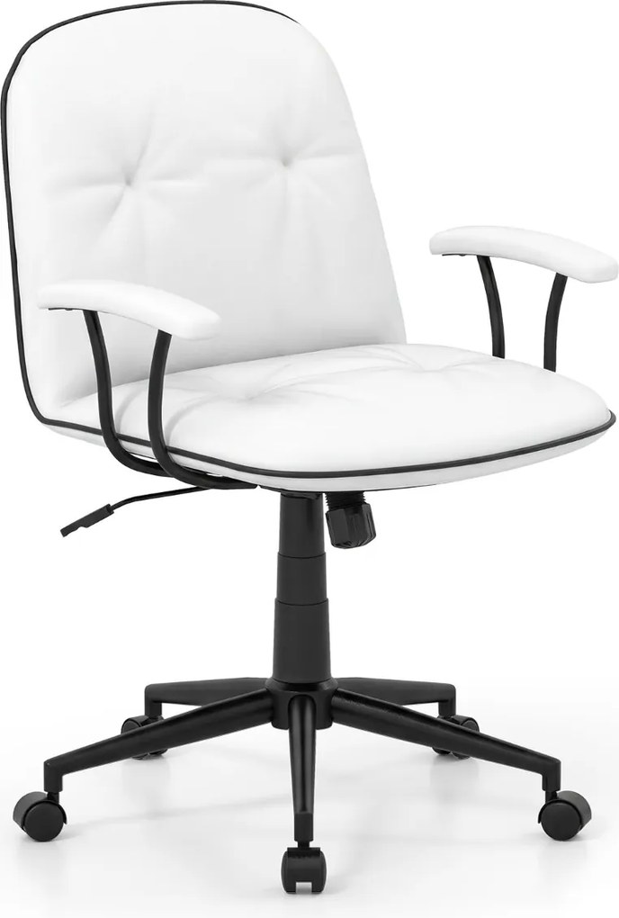 Cadeira de escritório moderna com altura ajustável, apoio braços e função de balanço Branco