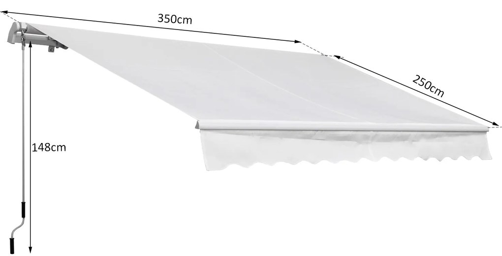 Toldo Manual 3,5x2,5 m de Alumínio Toldo de Varanda Pátio com Manivela
