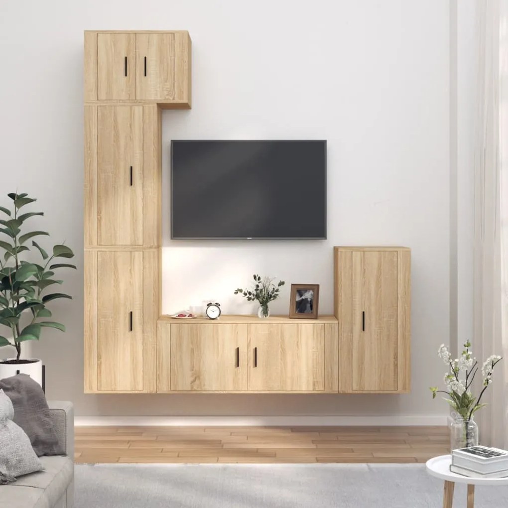 vidaXL Conjunto móveis de TV 5 pcs madeira processada carvalho sonoma