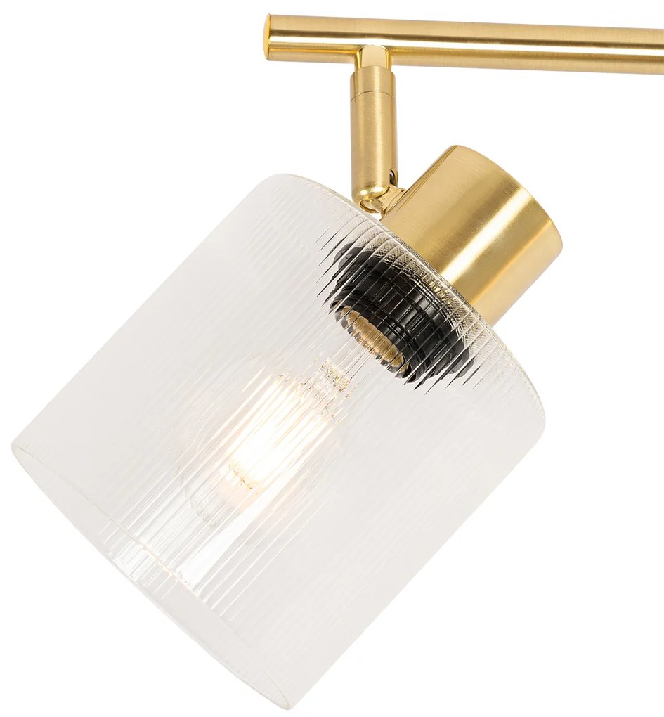 Candeeiro de teto spot dourado com vidro 3 luzes ajustável - Laura Art Deco