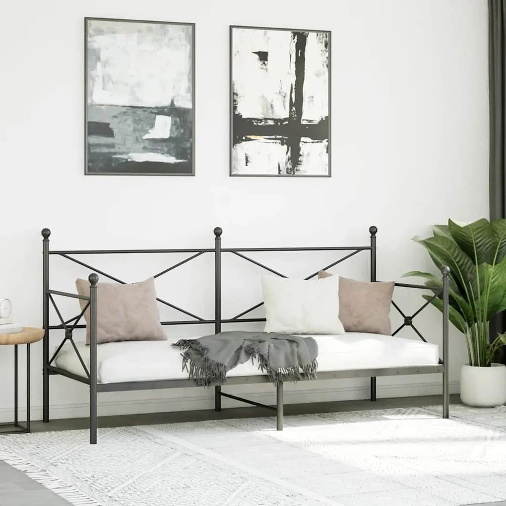 Cama de Dia sem Colchão 90x200 cm aço preto